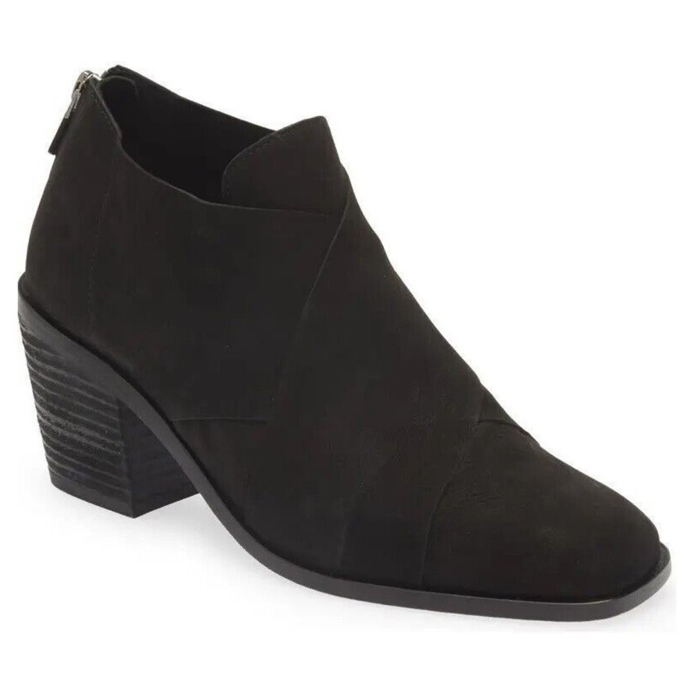 $265 Eileen Fisher Ember Vero Cuoio BLACK Ankle Boots Heels Women Sz 10 / 41.5
